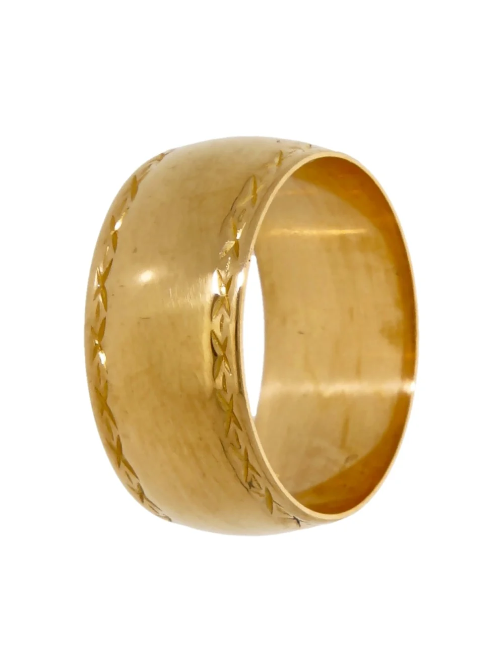 William May Vintage 1968 22ct Gold Patterned Edge 9mm Wedding Ring, view 3