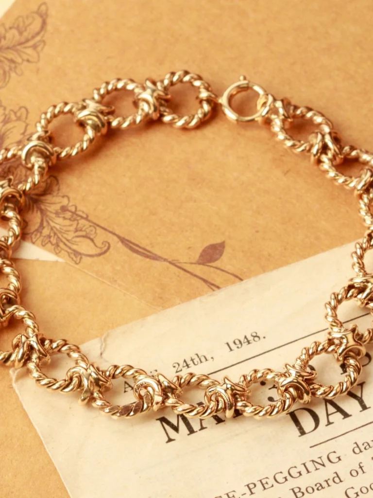 William May Vintage 1968 9ct Gold 7.5" Rope Circle Link Bracelet