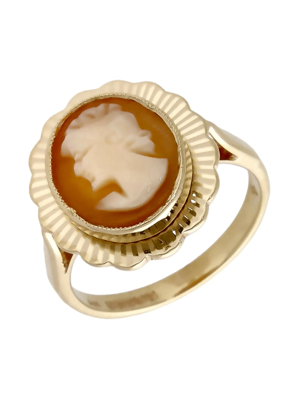 William May Vintage 1968 9ct Yellow Gold Cameo Ring, view 2