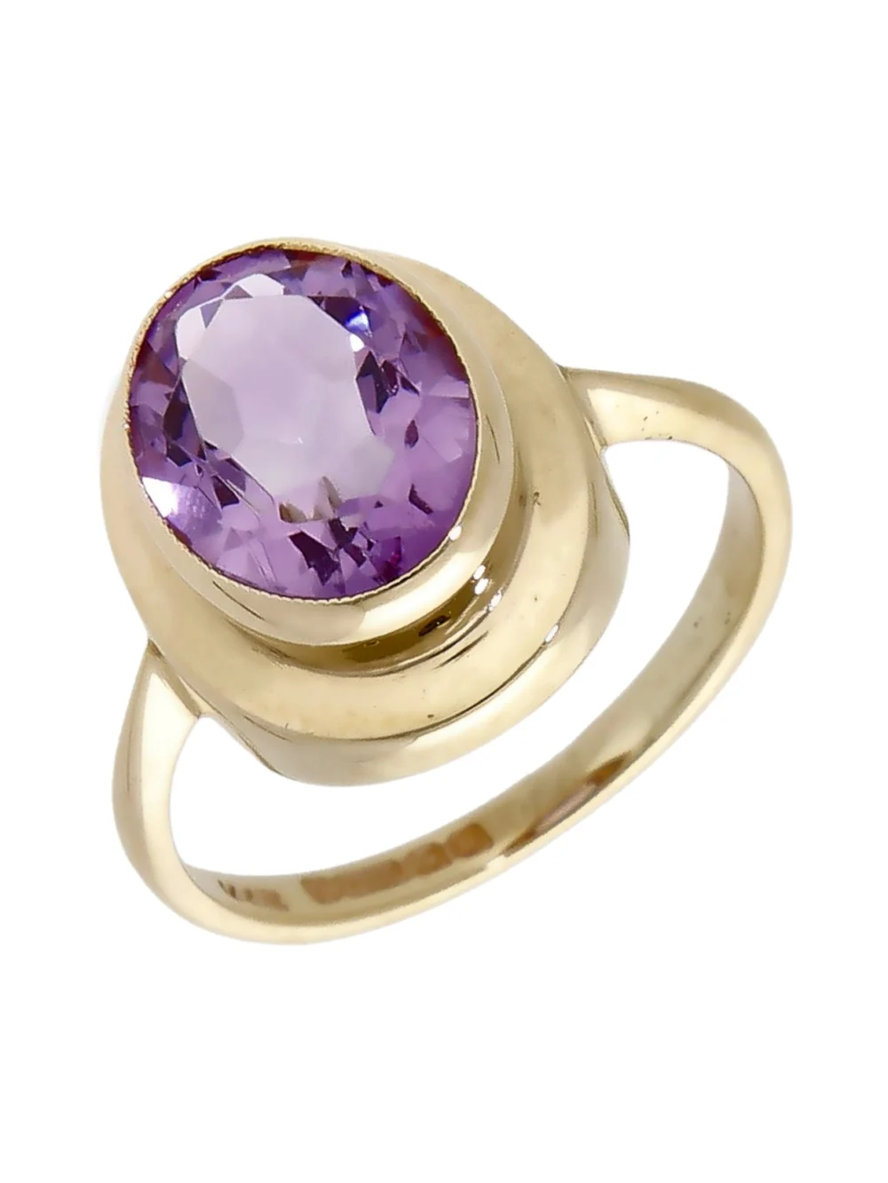 William May Vintage 1969 9ct Gold Oval Amethyst Solitaire Ring, view 2