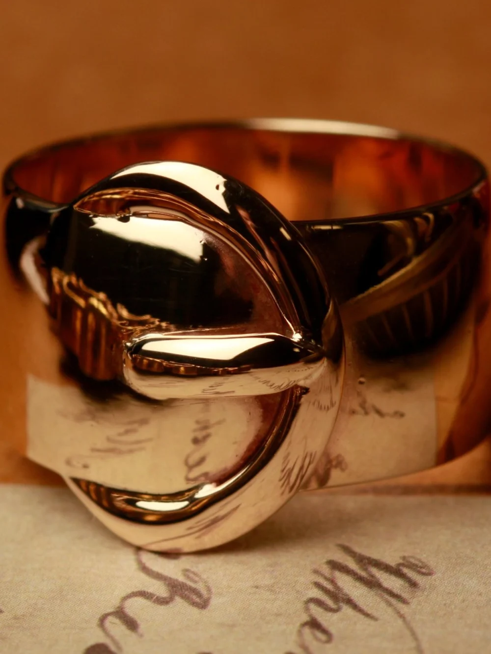 William May Vintage 1969 9ct Gold Wide Buckle Band Ring
