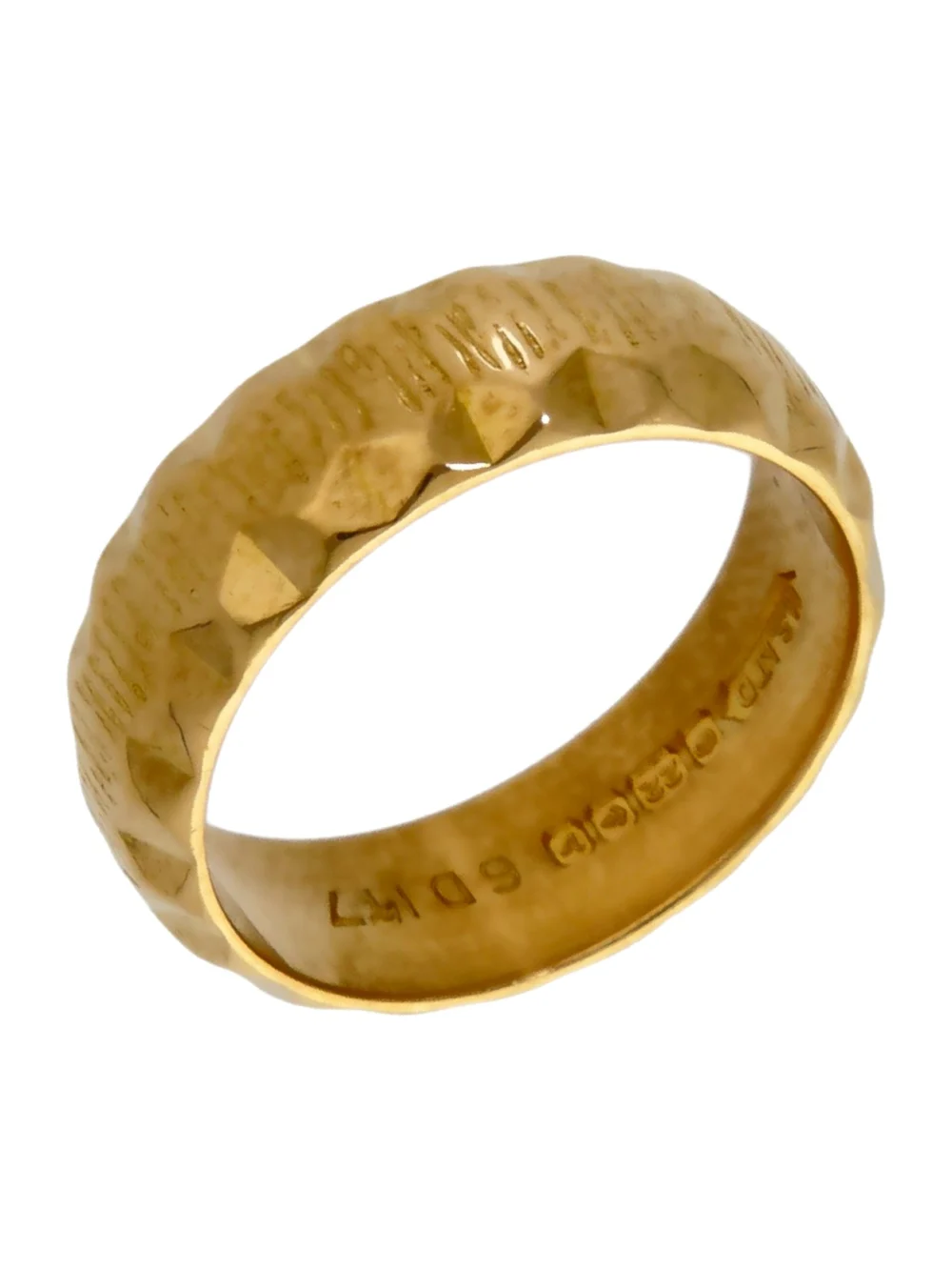 William May Vintage 1970 22ct Gold 5mm Wide Faceted Band Ring, view 2