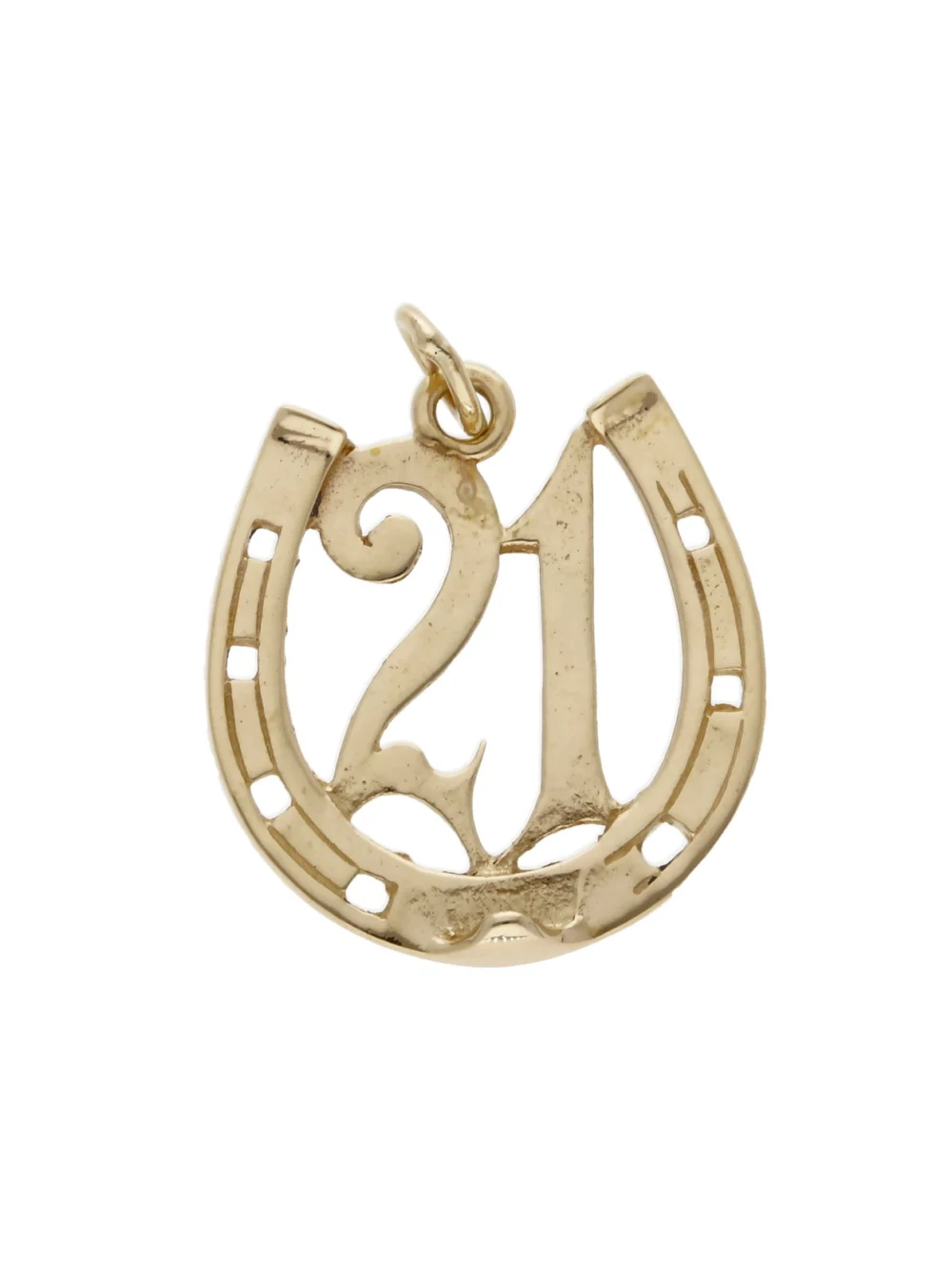 William May Vintage 1970 9ct Gold Age 21 Horseshoe Pendant, view 2