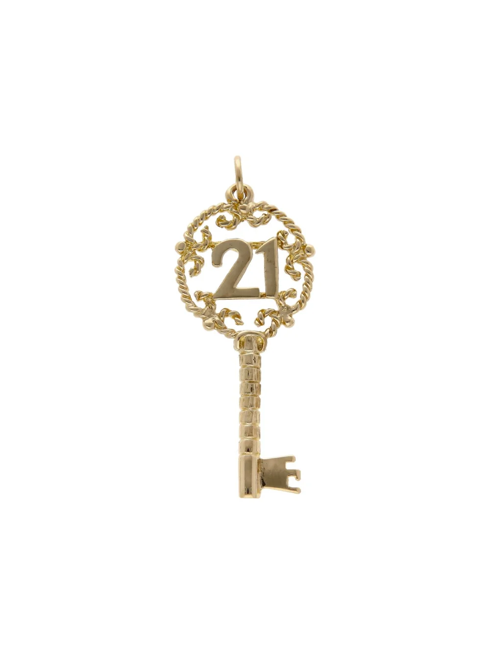 William May Vintage 1970 9ct Yellow Gold Age 21 Key Pendant, view 2
