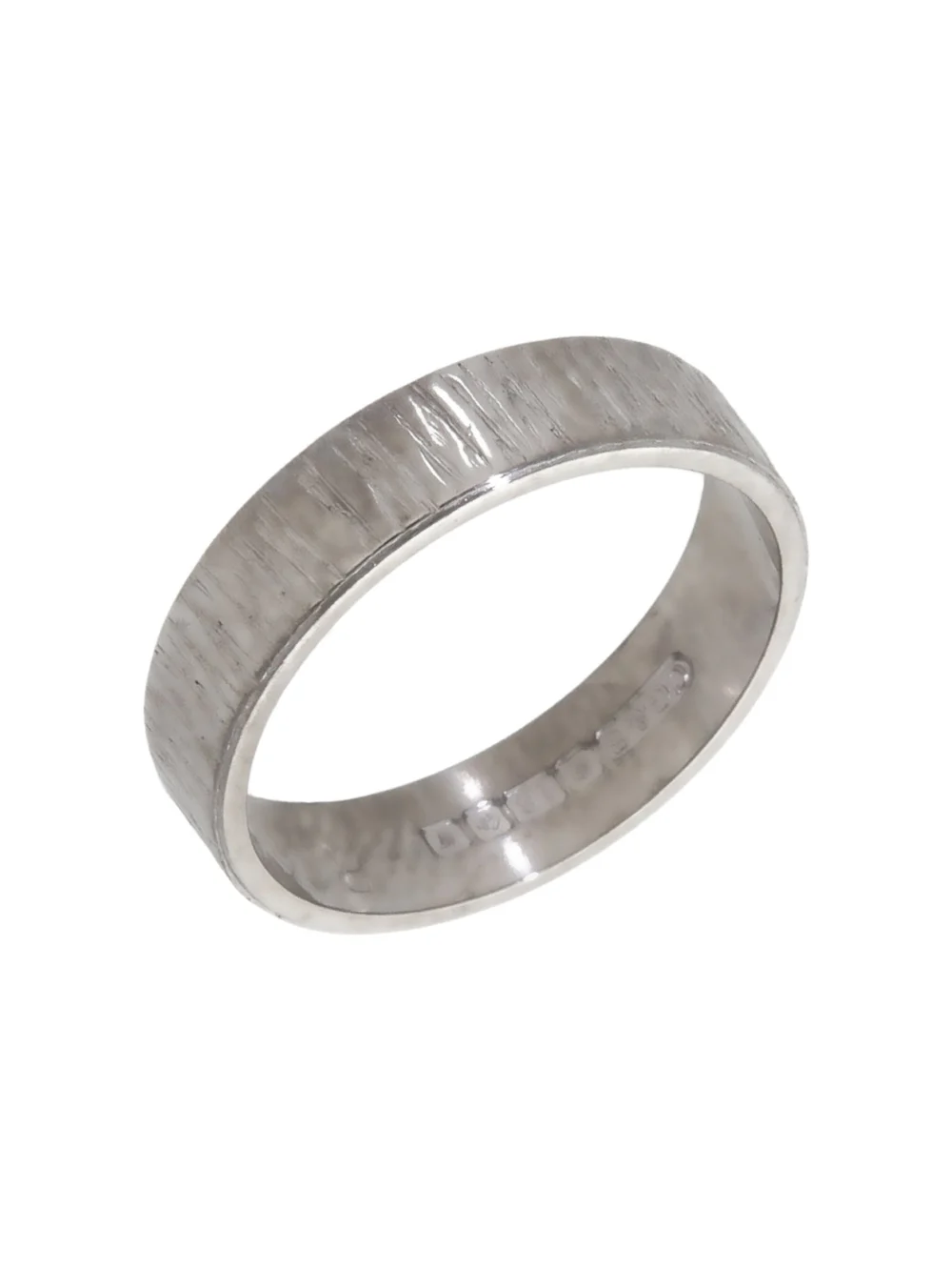 William May Vintage 1971 18ct White Gold Barked Wedding Ring, view 2