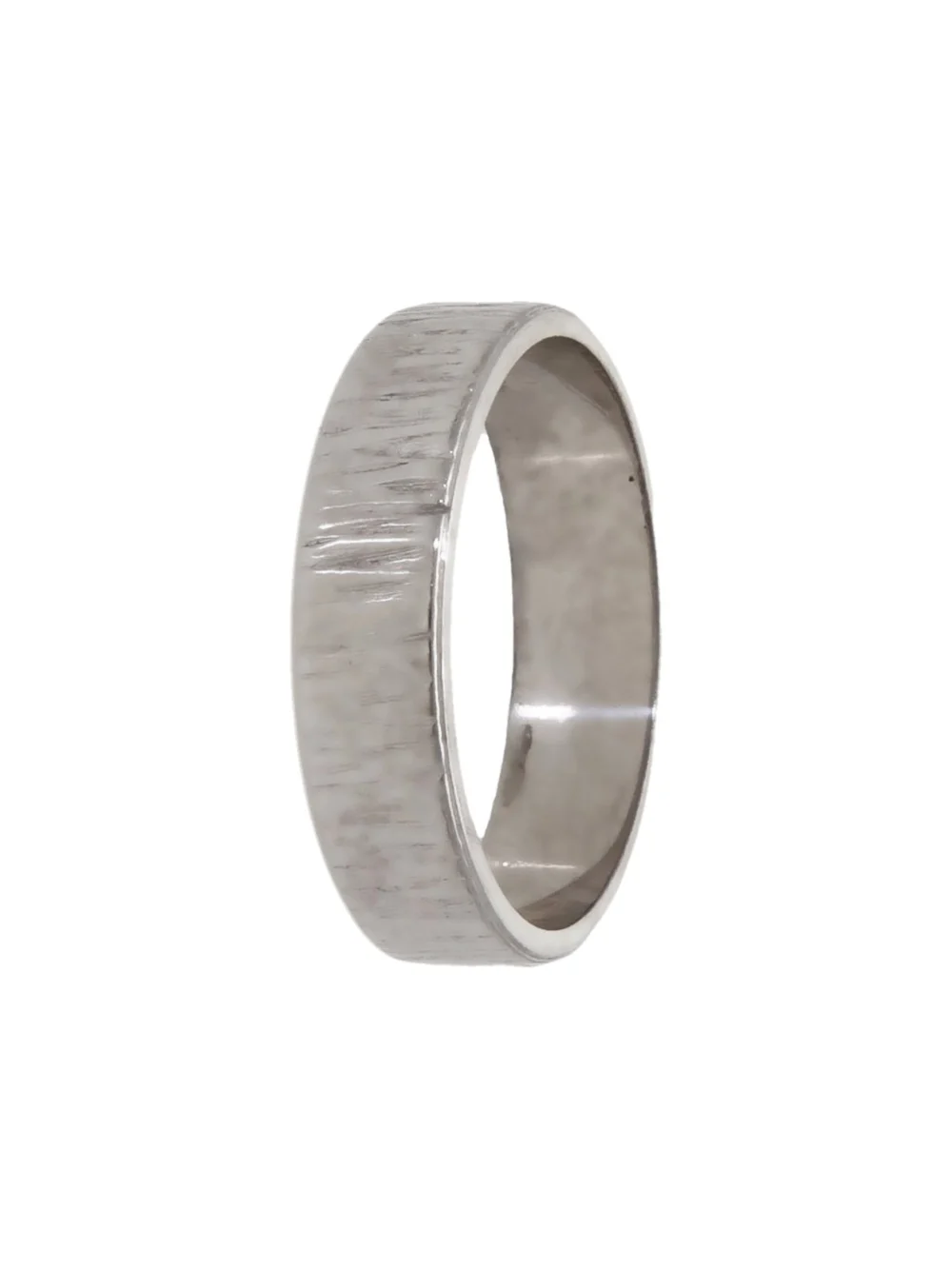 William May Vintage 1971 18ct White Gold Barked Wedding Ring, view 3