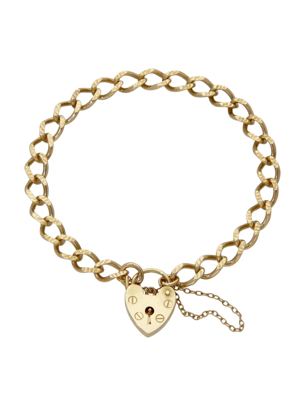 William May Vintage 1971 9ct Gold Curb Link Padlock Bracelet, view 2