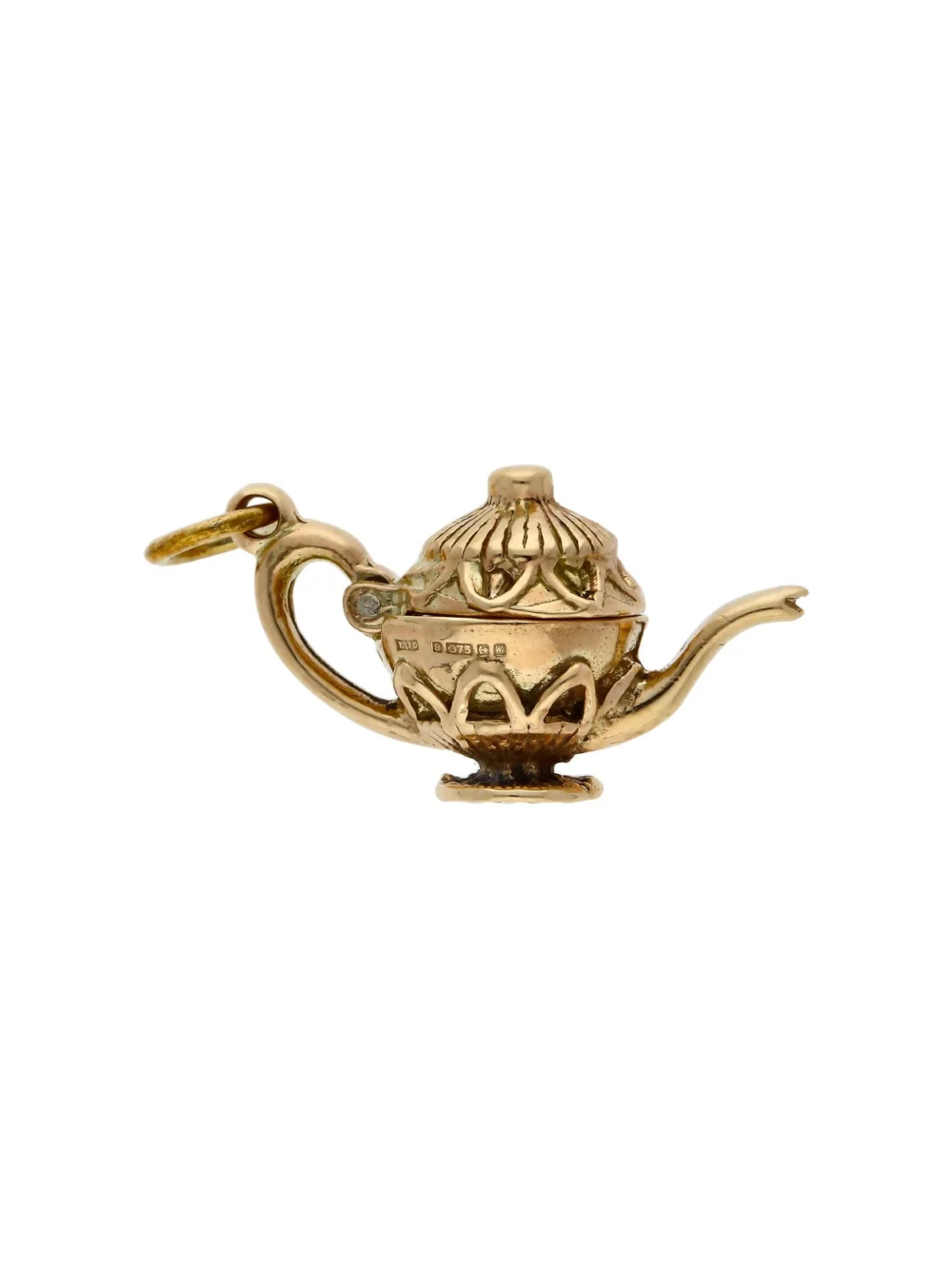William May Vintage 1971 9ct Yellow Gold Opening Teapot Charm, view 3