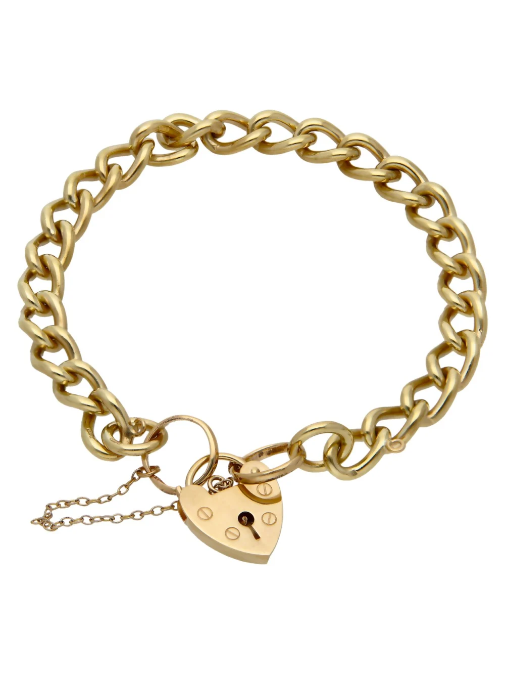 William May Vintage 1972 9ct Gold Curb Link Padlock Bracelet, view 3