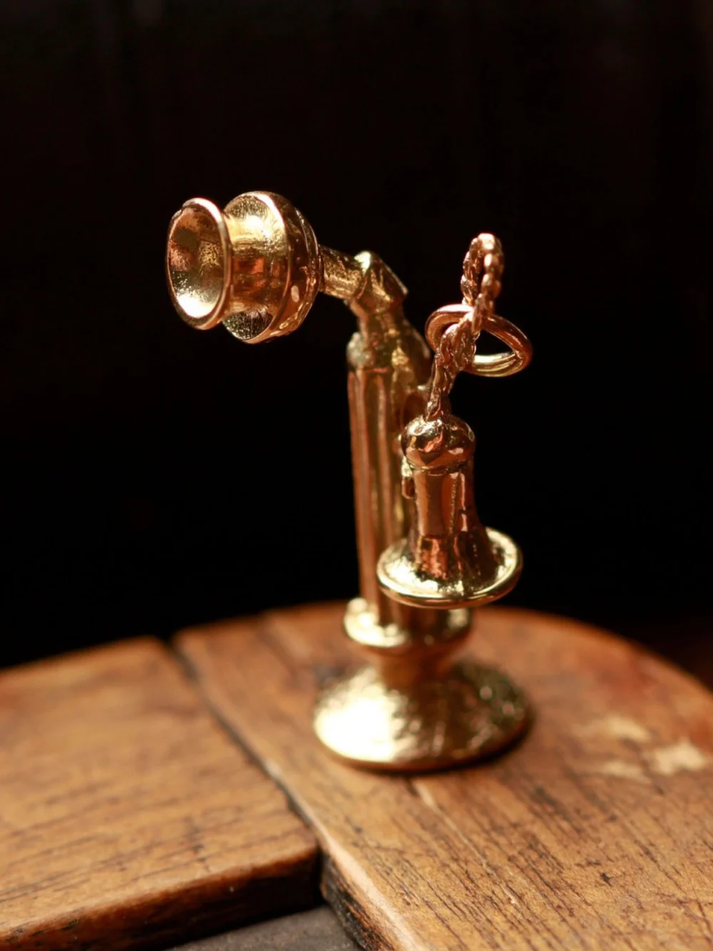 William May Vintage 1972 9ct Yellow Gold Telephone Charm