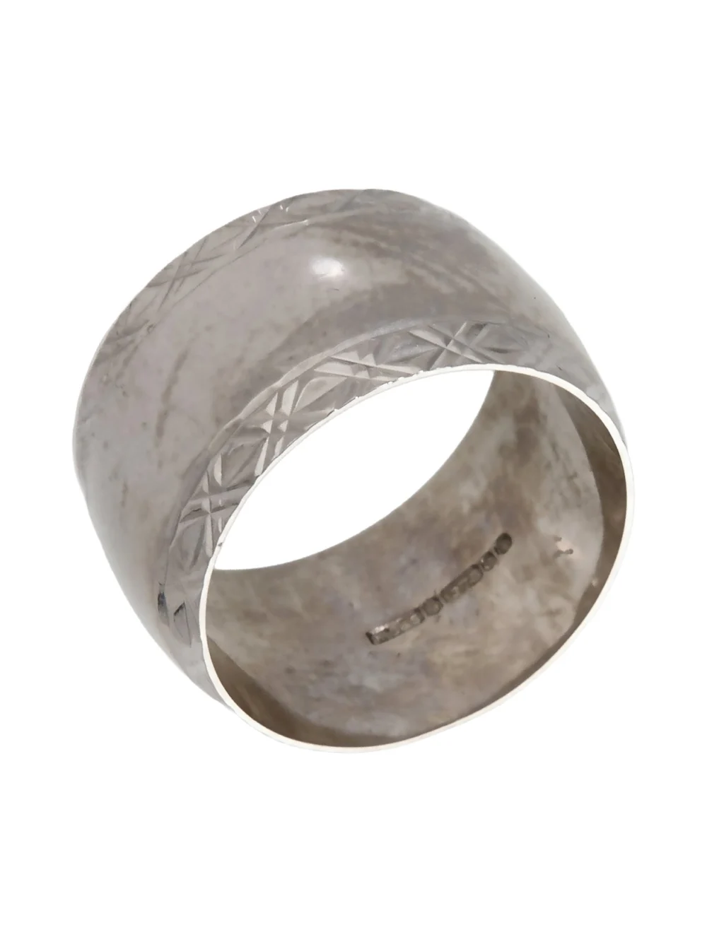 William May Vintage 1973 9ct White Gold 13mm Edged Wedding Ring, view 2