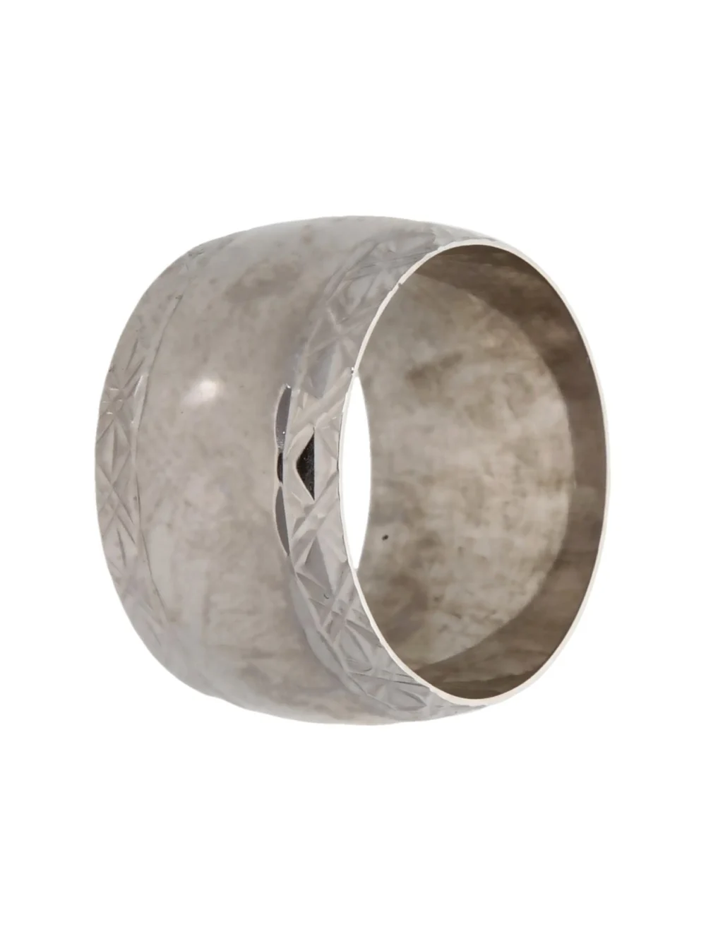 William May Vintage 1973 9ct White Gold 13mm Edged Wedding Ring, view 3