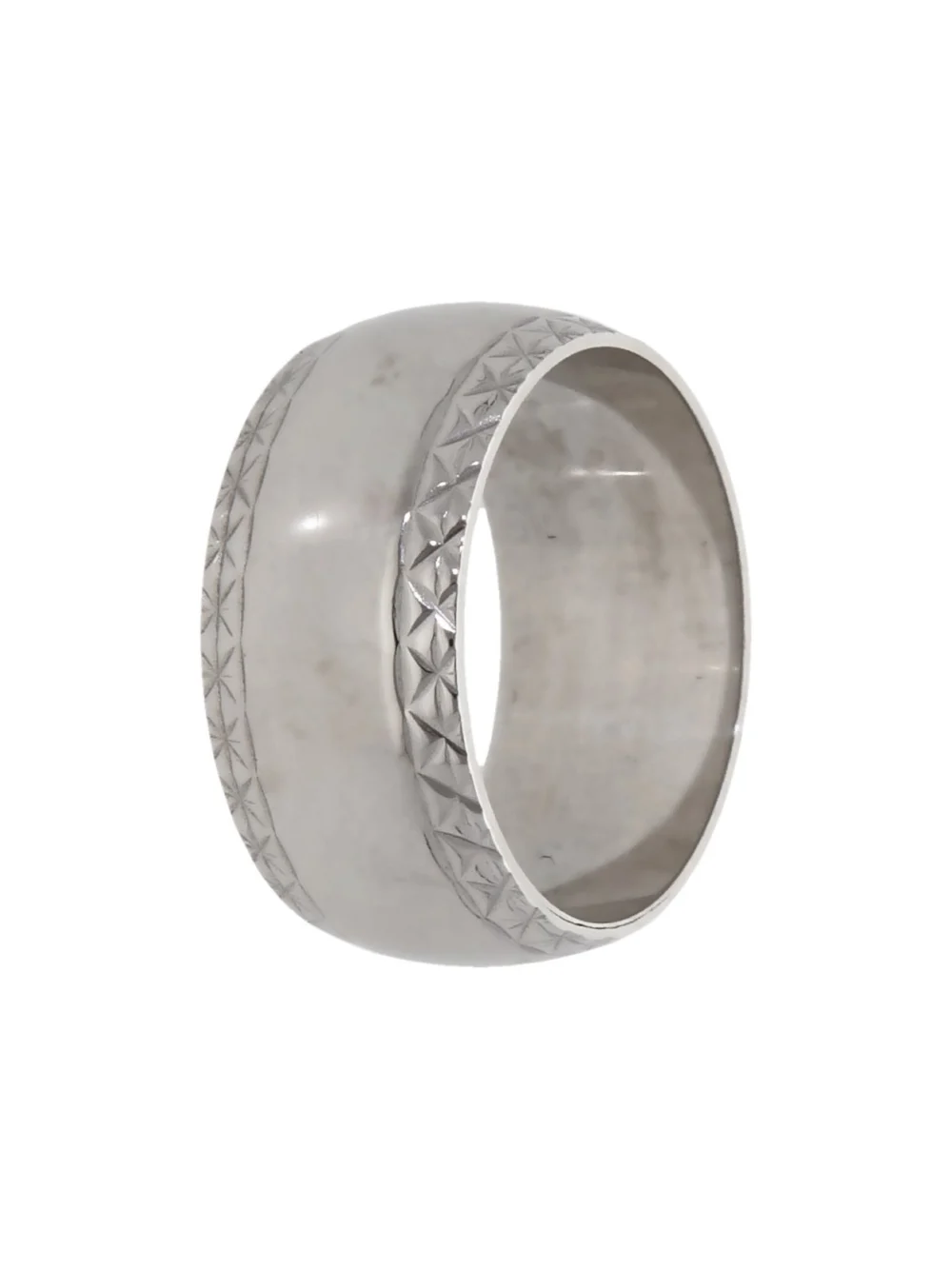 William May Vintage 1973 9ct White Gold Edged 8mm Wedding Ring, view 3