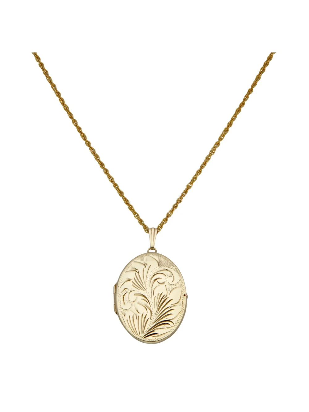 William May Vintage 1974 9ct Gold Pattern Locket & Chain Necklace, view 2