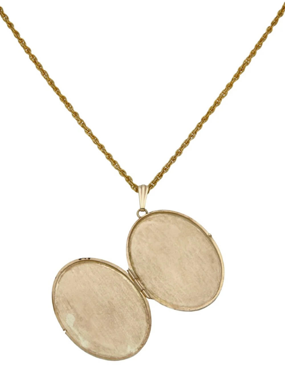 William May Vintage 1974 9ct Gold Pattern Locket & Chain Necklace, view 3