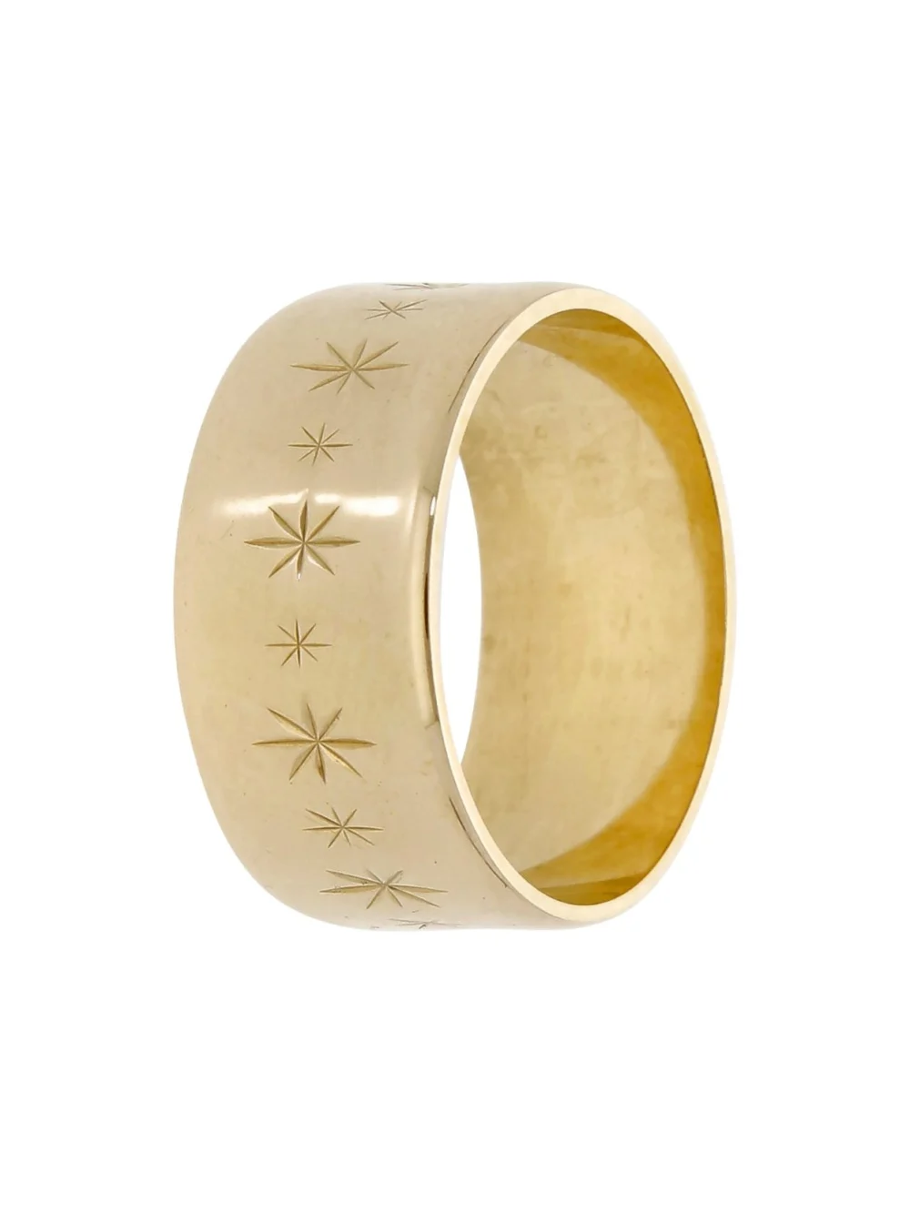 William May Vintage 1975 9ct Gold Star Engraved 10mm Wedding Ring, view 3