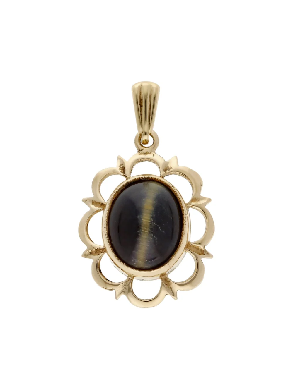 William May Vintage 1975 9ct Yellow Gold Cats-Eye Pendant, view 2