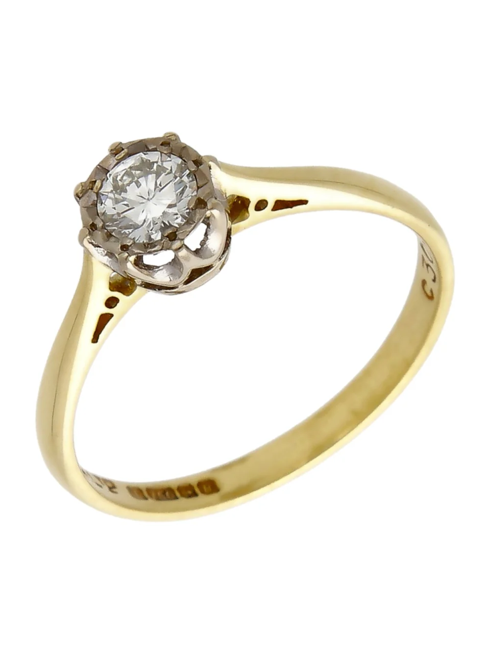 William May Vintage 1976 18ct Gold 0.30ct Diamond Solitaire Ring, view 2