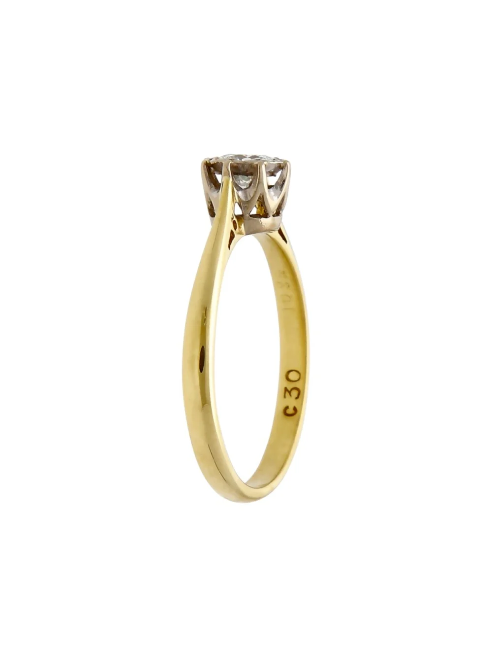 William May Vintage 1976 18ct Gold 0.30ct Diamond Solitaire Ring, view 3