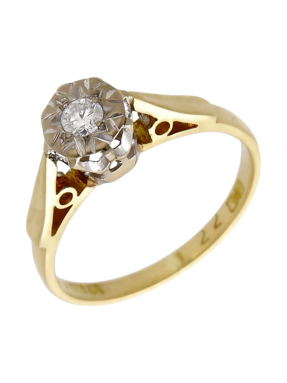 William May Vintage 1976 18ct Gold Diamond Solitaire Ring, view 2