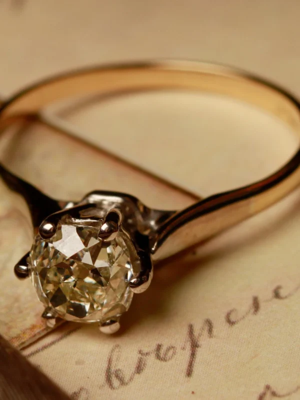 William May Vintage 1976 18ct Gold Old Cut Diamond Solitaire Ring