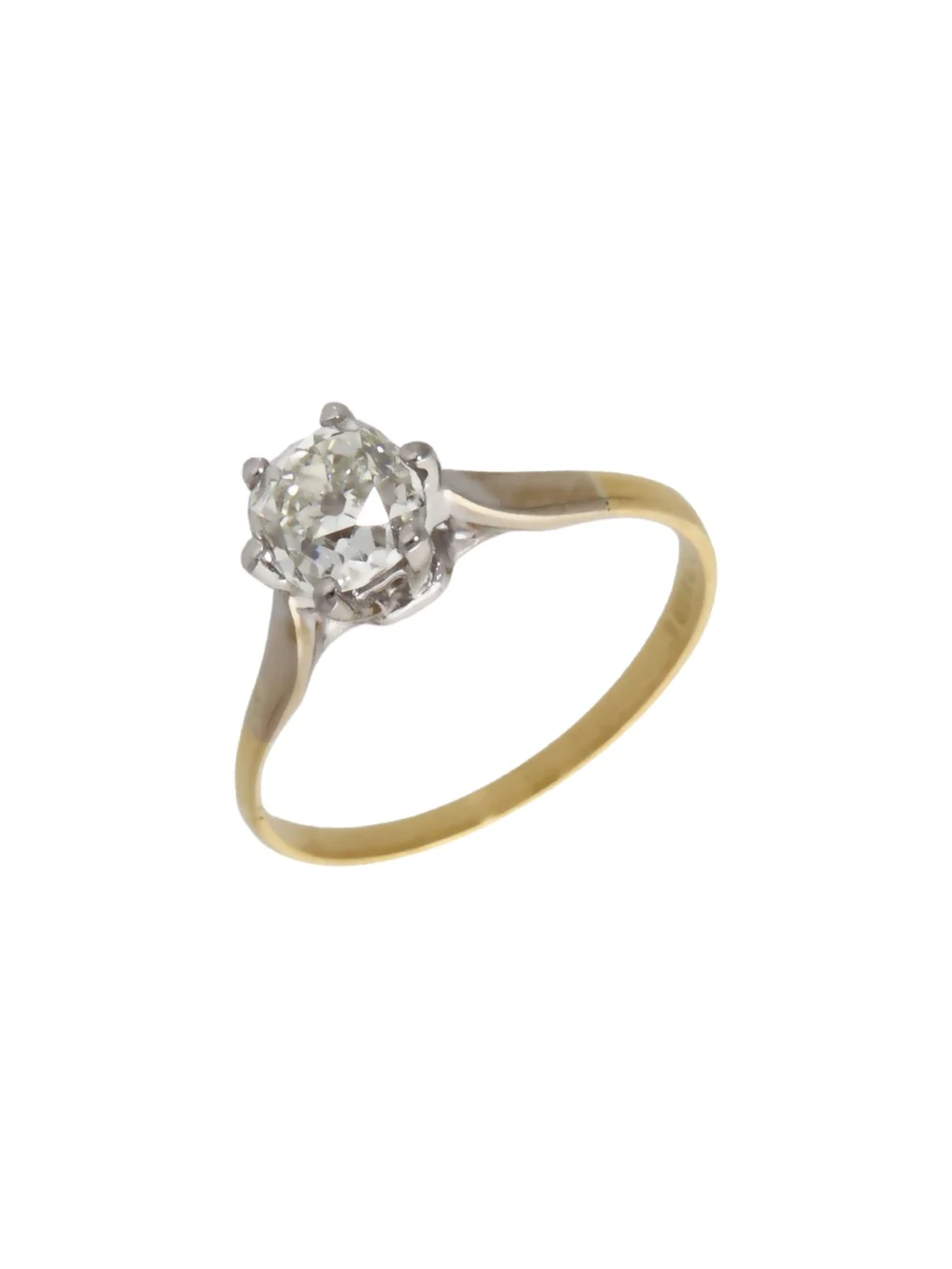 William May Vintage 1976 18ct Gold Old Cut Diamond Solitaire Ring, view 2