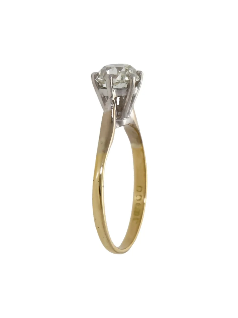 William May Vintage 1976 18ct Gold Old Cut Diamond Solitaire Ring, view 3