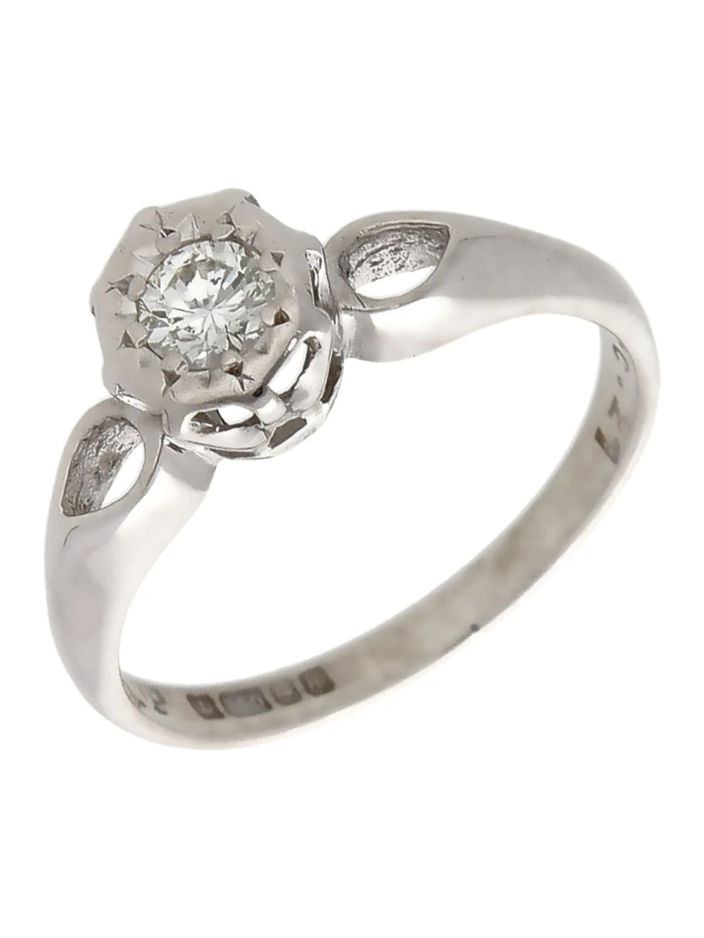 William May Vintage 1976 18ct White Gold Diamond Solitaire Ring, view 2