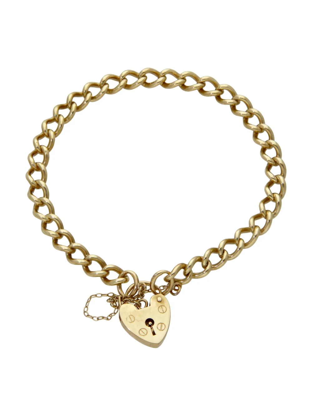 William May Vintage 1976 9ct Gold Curb Link Padlock Bracelet, view 2