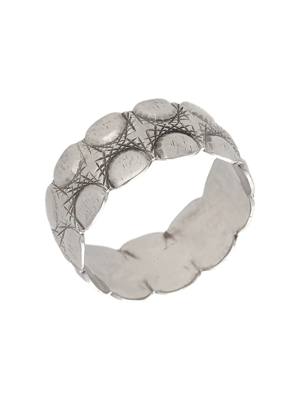 William May Vintage 1977 18ct White Gold Engraved Band Ring, view 2