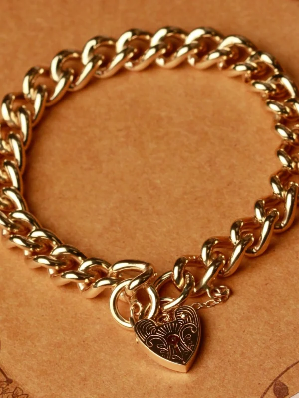 William May Vintage 1977 9ct Gold Curb Link Padlock Bracelet