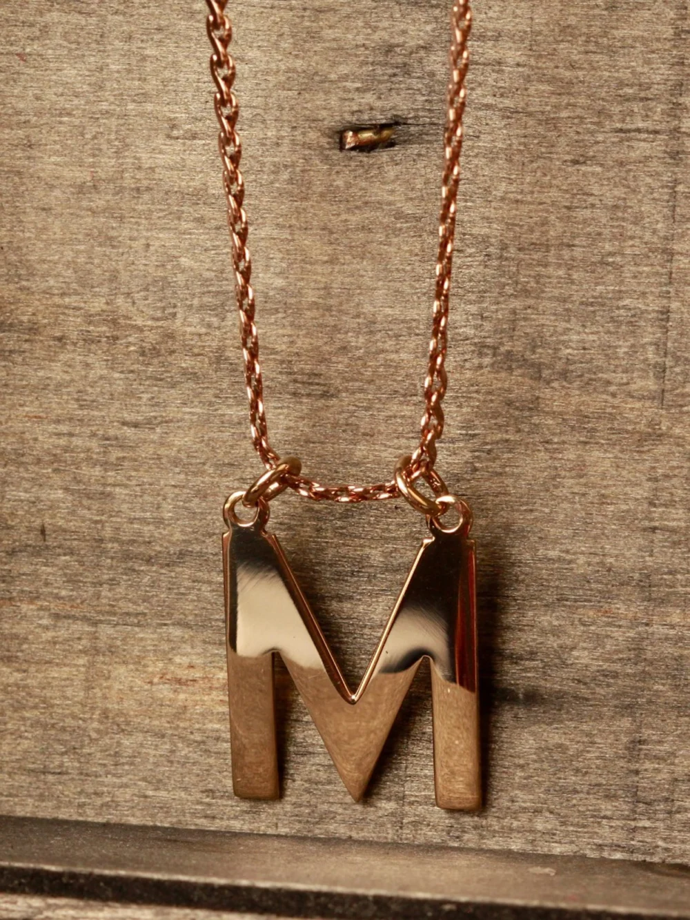 William May Vintage 1978 9ct Gold Initial M Pendant Necklace