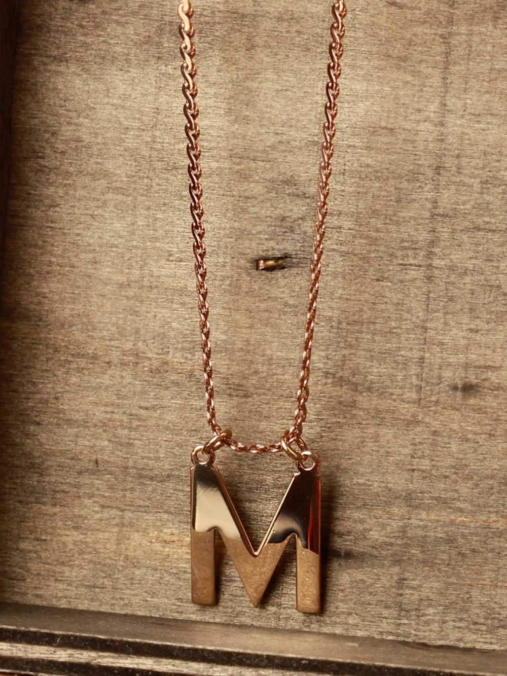William May Vintage 1978 9ct Gold Initial M Pendant Necklace, view 3