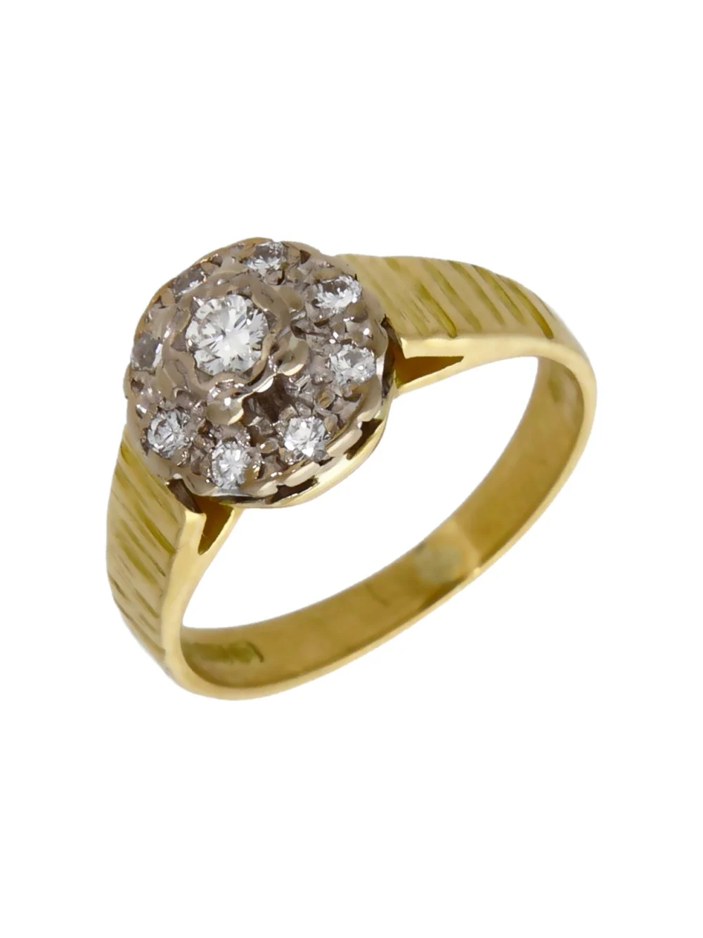 William May Vintage 1979 18ct Yellow Gold Diamond Cluster Ring, view 2
