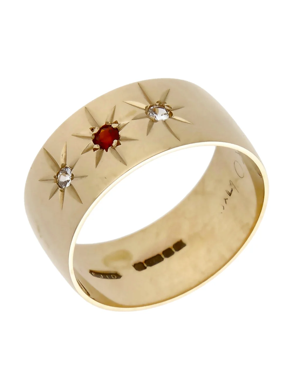 William May Vintage 1979 9ct Garnet & Spinel 10mm Band Ring, view 2
