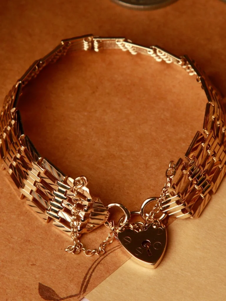 William May Vintage 1979 9ct Gold 5 Bar Gate Link Padlock Bracelet