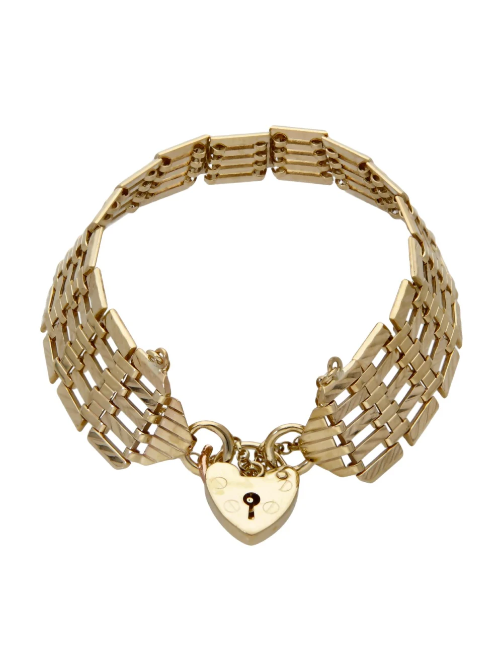 William May Vintage 1979 9ct Gold 5 Bar Gate Link Padlock Bracelet, view 2