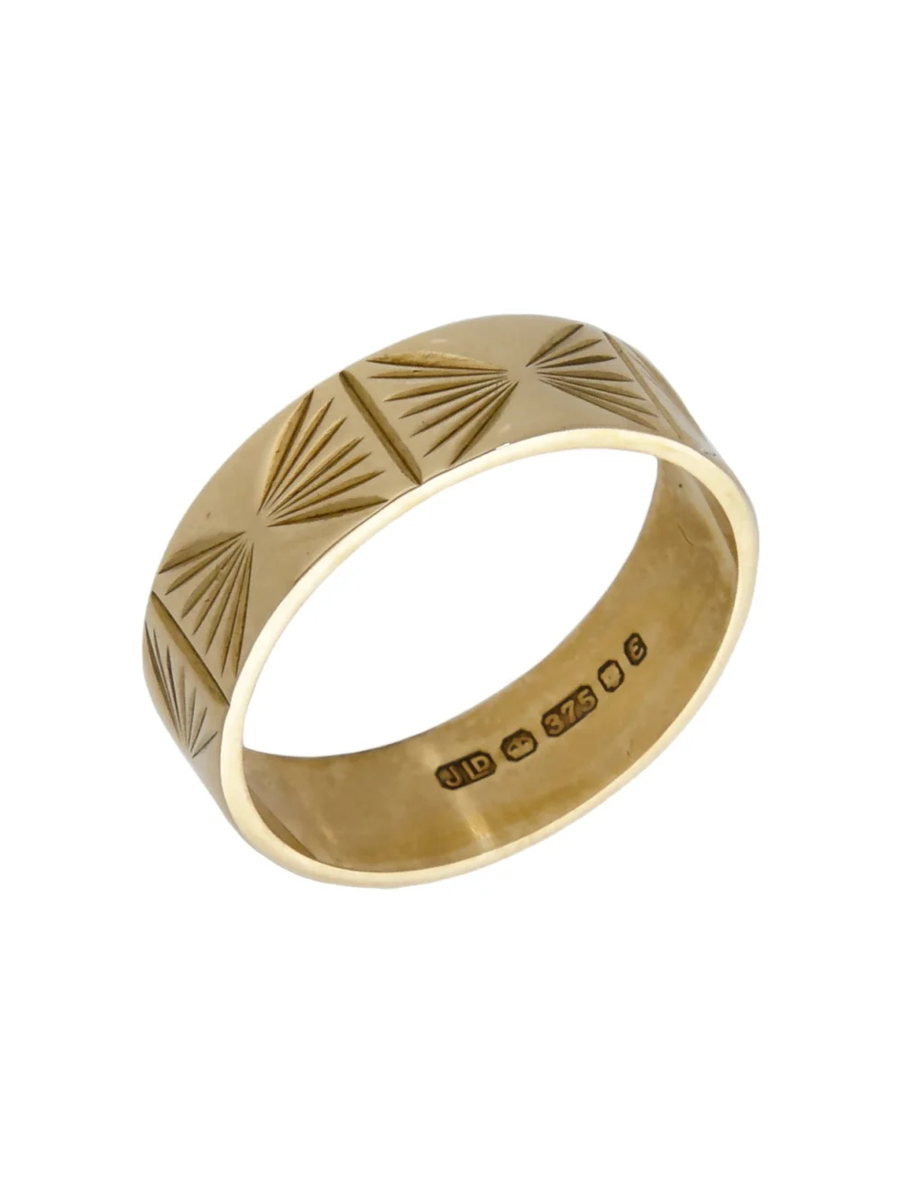 William May Vintage 1979 9ct Gold Engraved 5mm Wedding Ring, view 2