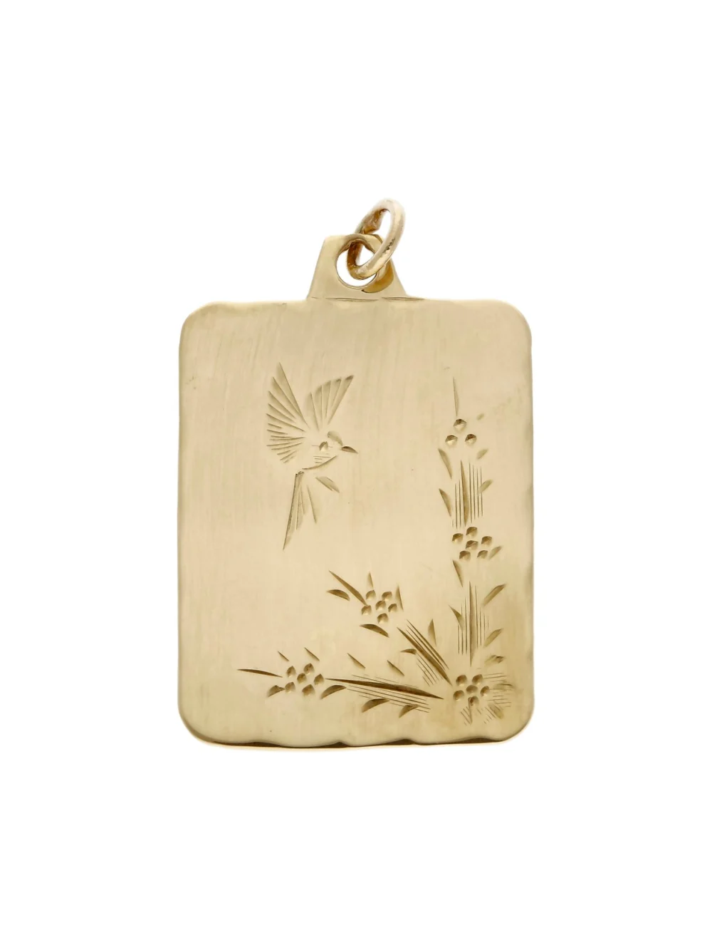 William May Vintage 1979 9ct Yellow Gold Bird Engraved Pendant, view 2