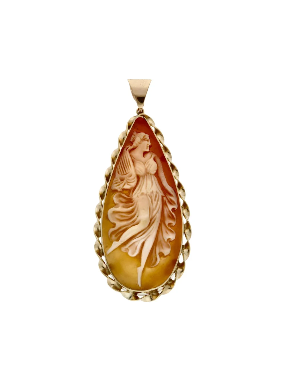 William May Vintage 1979 9ct Yellow Gold Cameo Teardrop Pendant, view 2