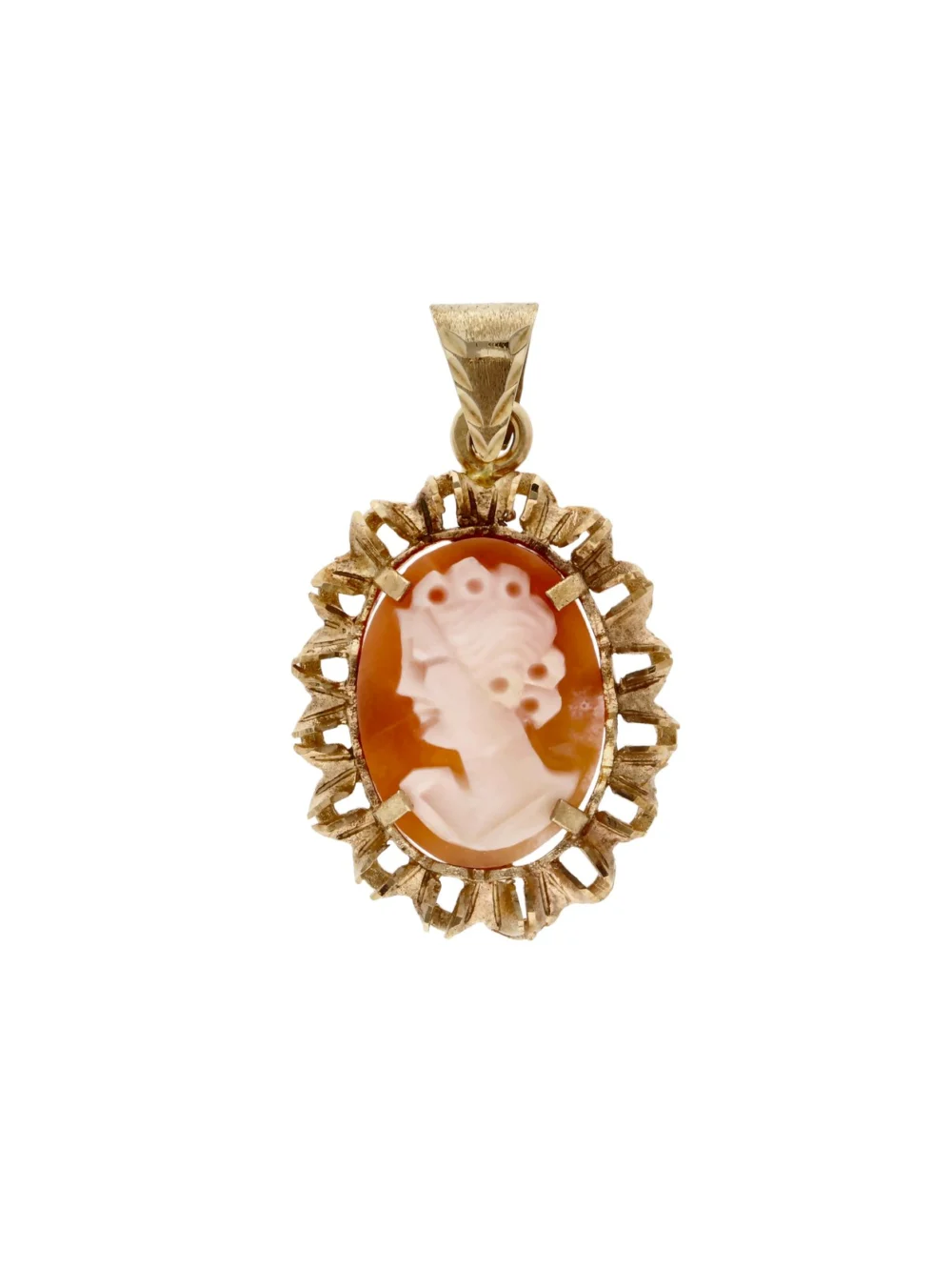 William May Vintage 1979 9ct Yellow Gold Oval Cameo Pendant, view 2
