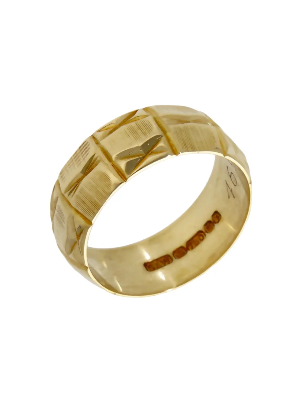 William May Vintage 1980 18ct Gold 7mm Faceted Wedding Ring, view 2