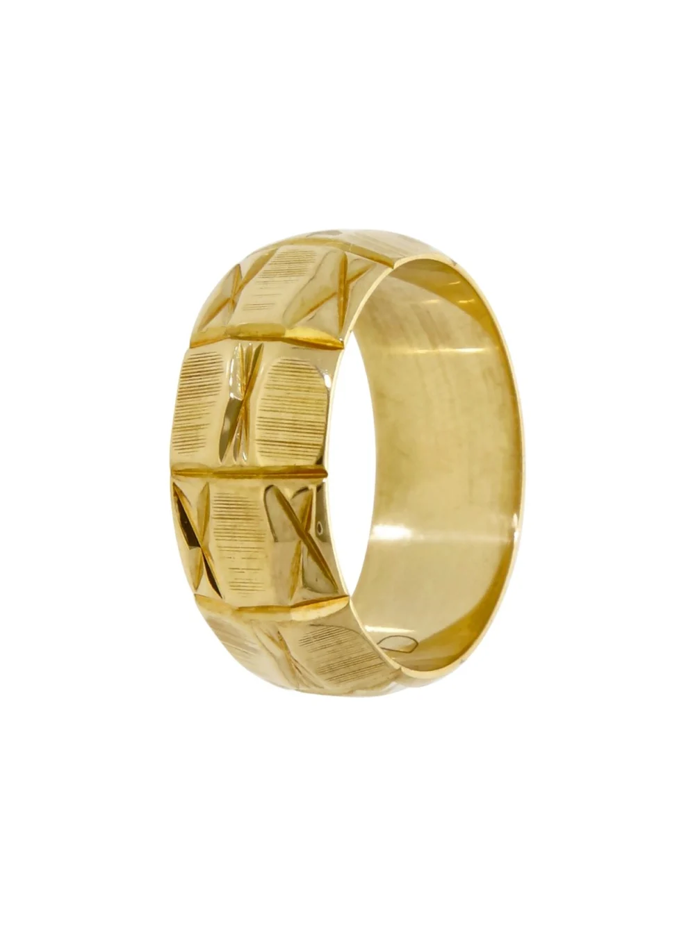 William May Vintage 1980 18ct Gold 7mm Faceted Wedding Ring, view 3