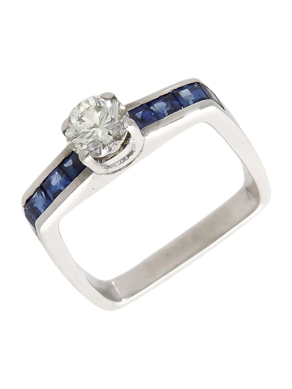 William May Vintage 1980 18ct White Gold Sapphire & Diamond Ring, view 2