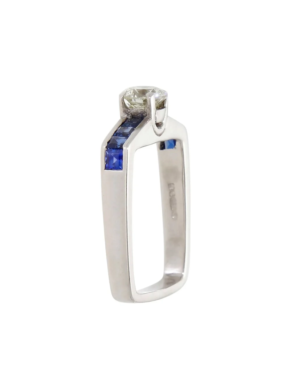 William May Vintage 1980 18ct White Gold Sapphire & Diamond Ring, view 3