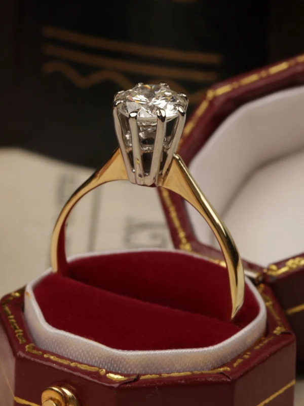 William May Vintage 1981 18ct Gold 1.22ct Diamond Solitaire Ring