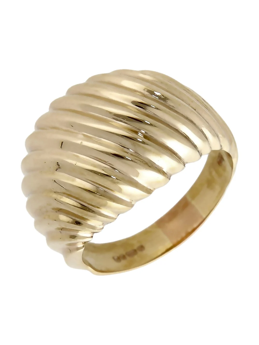 William May Vintage 1983 9ct Yellow Gold Domed Wave Ring, view 2
