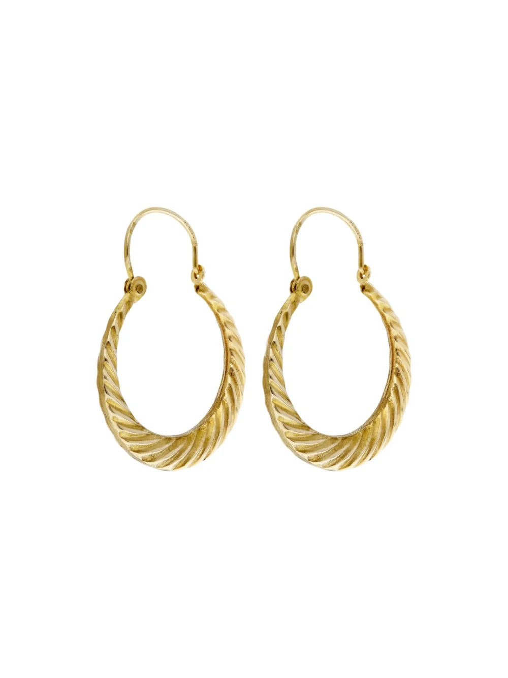 William May Vintage 1984 9ct Yellow Gold Wave Creole Earrings, view 2