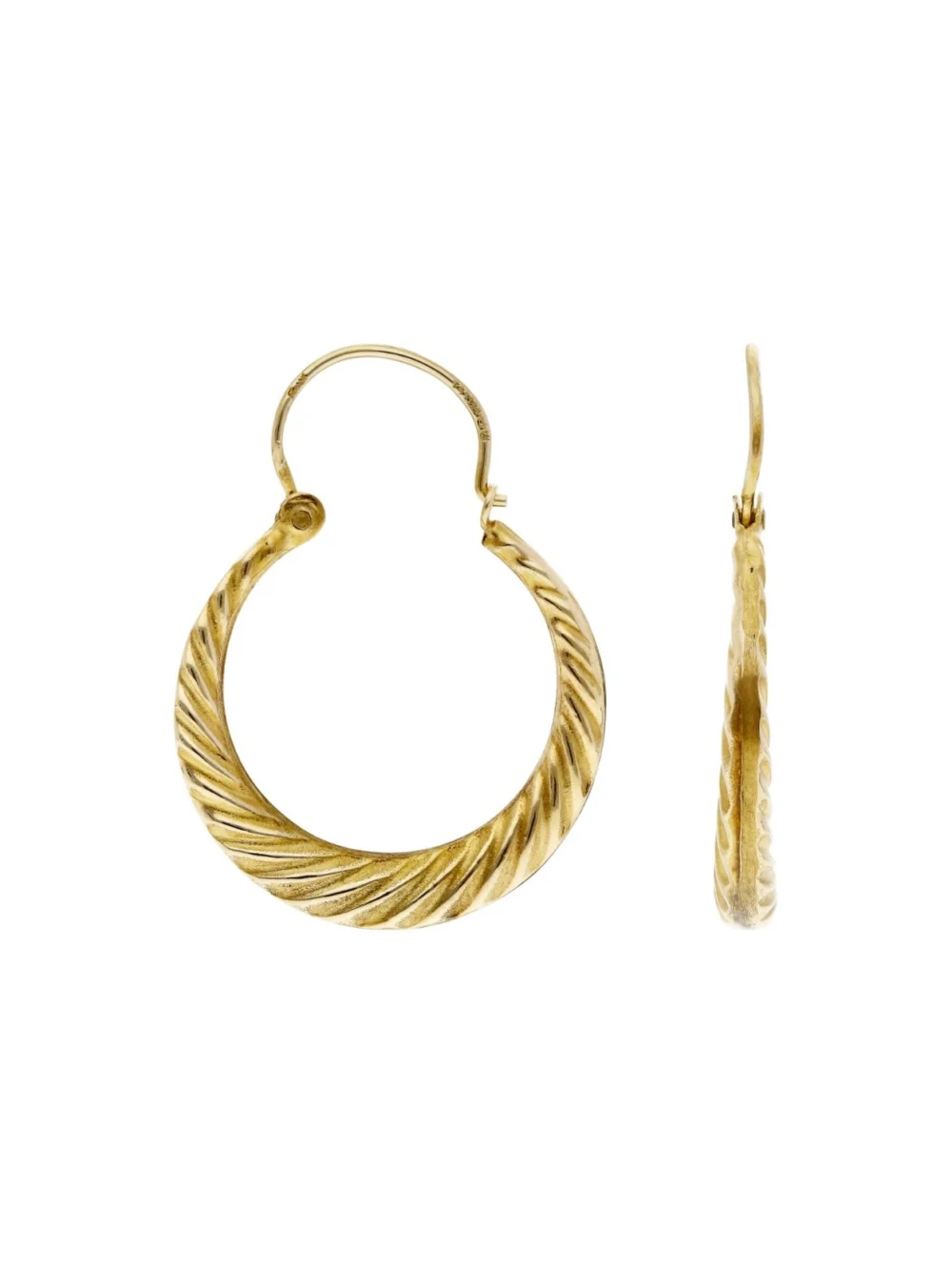 William May Vintage 1984 9ct Yellow Gold Wave Creole Earrings, view 3