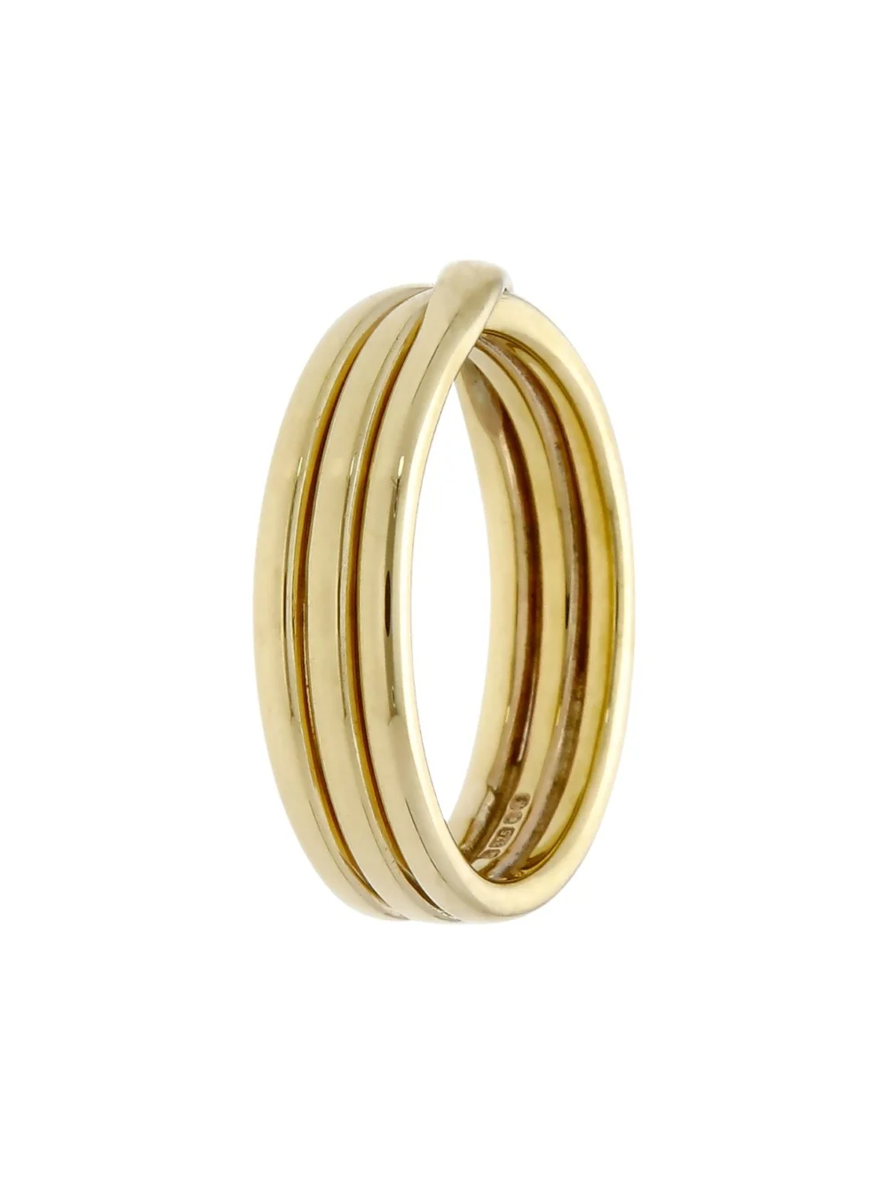 William May Vintage 1985 9ct Yellow Gold 3 Row Crossover Band Ring, view 3